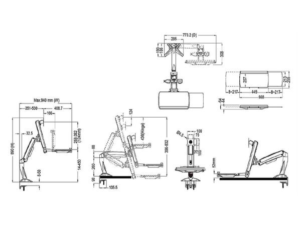 Multibrackets Flex Desk Workstation Sort , VESA 75x75 100x100, maks 11,4Kg 