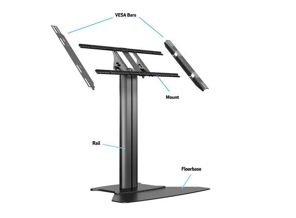 Multibrackets Gulvstativ 110 HD Flip Svart, 60kg, 700x400, 32-55", 0-90° 
