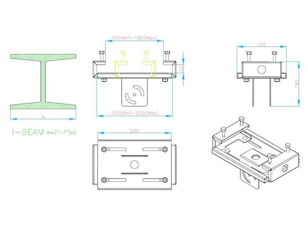 Multibrackets Pro  I-Beam Clamp 