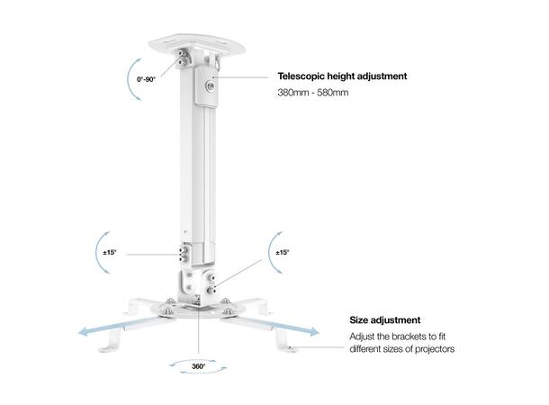 Multibrackets Projektor takfeste I 380-580 mm lengde, maks 13,5Kg 
