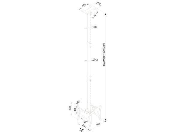 Multibrackets Takfeste Small B2B Hvit, 200x200, 14 Kg, 55-150cm, 10-32"
