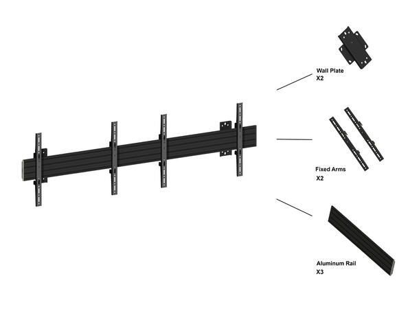 Multibrackets Veggfeste PRO MBW2U Fixed 70Kg pr skjerm,VESA 600x400, Sort,40-65" 