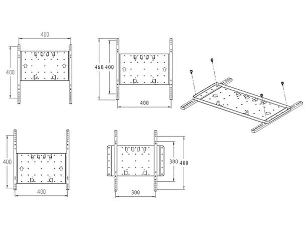 Multibrackets Veggfeste T/T Sort, 400x400, 40kg, 27cm, 26-65" 