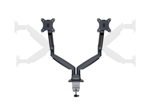 Multibrackets bordstativ gass arm dobbel Svart, VESA 75-100, 9Kg,  15-27" 