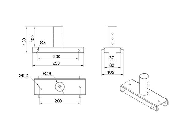 Multibrackets tak utvidelses kit 3m for OM55N-D/OM46N-D 