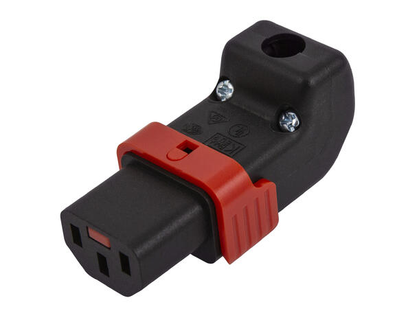 Strømplugg Vinklet ned,C13,hun IEC Lock+ Halogenfri,  250V/10A, LSZH 
