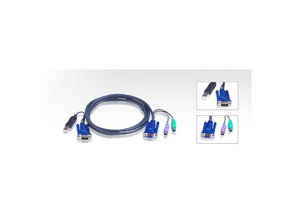 Aten KVM kabel type G   1,8m  PC og Mac USB, VGA - PS/2, VGA. 2L-5502UP