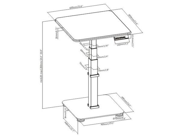 KENSON GetUpDesk Single Electric Height-Adjustable Desk | Svart