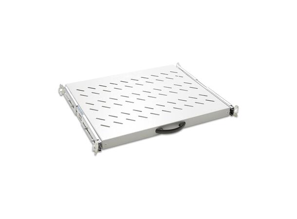 Lande 19" Uttrekkbar hylle 1U D370 Grå Feste foran/bak | 330-410mm | 30kg 