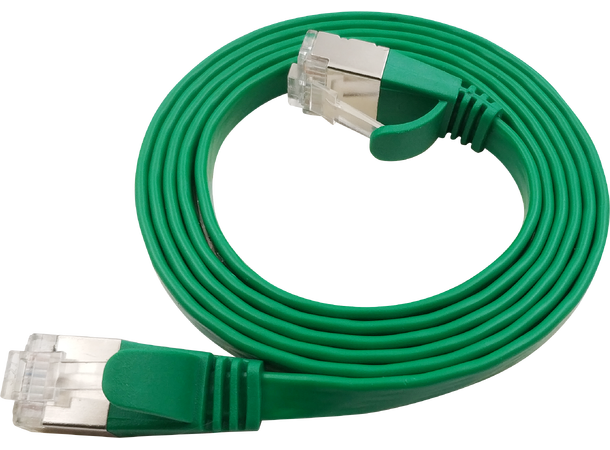 LinkIT Flat U/FTP Cat6a grønn 4m AWG 32/7 , PVC , 1,85x6mm 