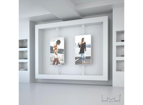 Multibrackets Gulv/tak feste enkel Maks VESA 600x400, 30kg per skjerm, Hvit 