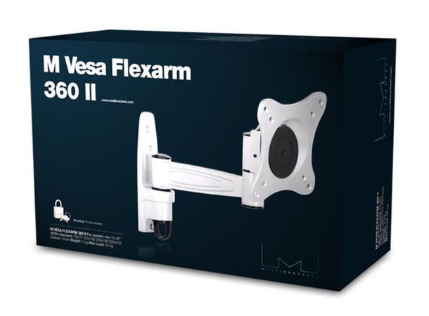 Multibrackets Veggfeste flexarm 360 II Sølv, VESA 75 100 200, 15 Kg
