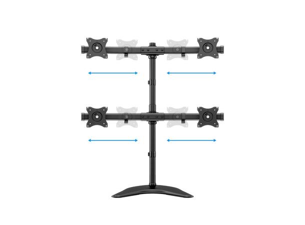 Multibrackets bordstativ Basic quad S Svart, 4 x 15"-27", 32kg, Vesa 75, 100 