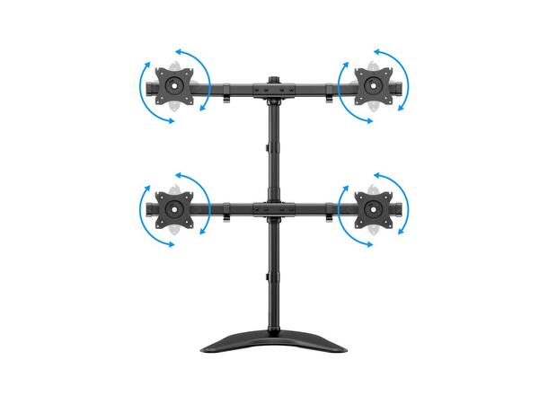 Multibrackets bordstativ Basic quad S Svart, 4 x 15"-27", 32kg, Vesa 75, 100 