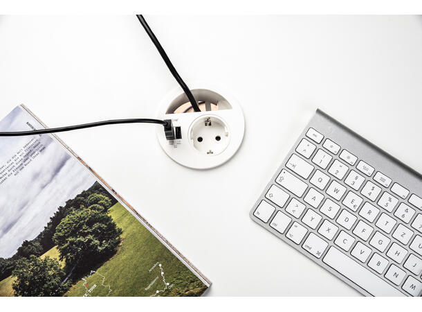 EVOline Circle80 - 1xStikk, 2xUSB A-A Hvit (2,1A+1A) 