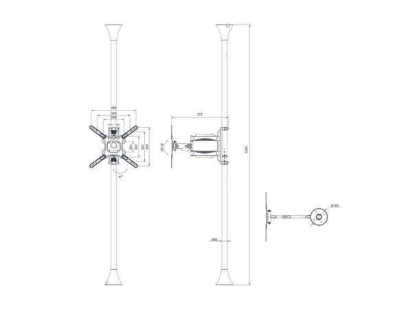 Multibrackets Gulv/tak Pro MBFC1F 400 Svart, 400x400, 30Kg, 32-55" 