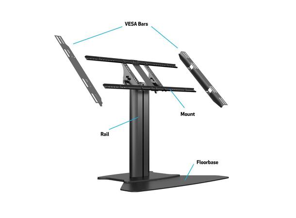 Multibrackets Gulvstativ single 80 HD Svart, 700x400, 60Kg, 80cm 