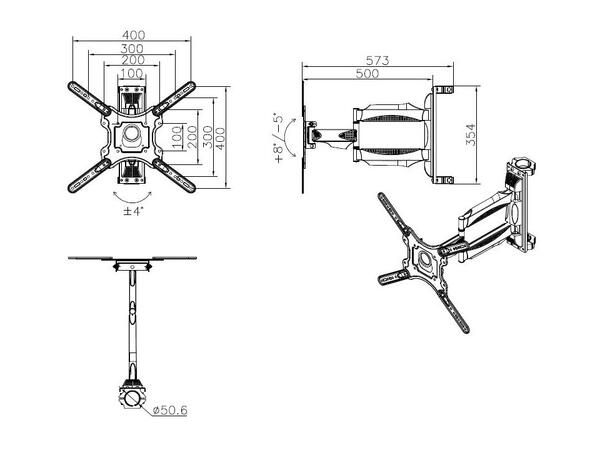 Multibrackets Pro VESA flexarm 400 Black 