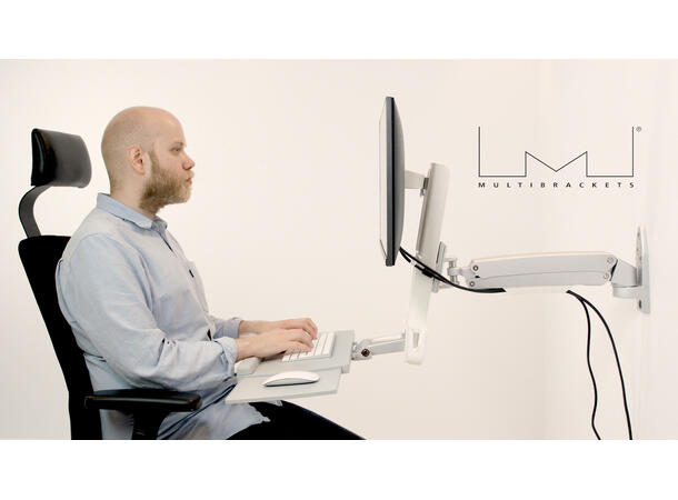 Multibrackets Single Arm Workstation Hvit , VESA 75x75 100x100, maks 8,0Kg 