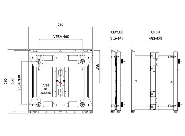 Multibrackets Veggfeste Push SD 150Kg Svart, 400x400, 50-110" 