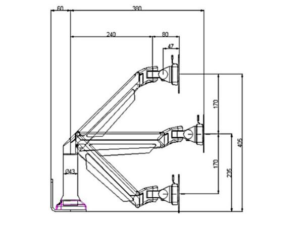 Multibrackets bordstativ gass arm basic Sort , VESA 75x75 100x100, 10Kg, 15-32" 