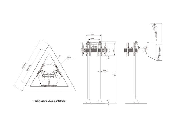 Multibrackets gulvstativ triple Pro Svart, 3x30Kg, 400x400, 32-65" 