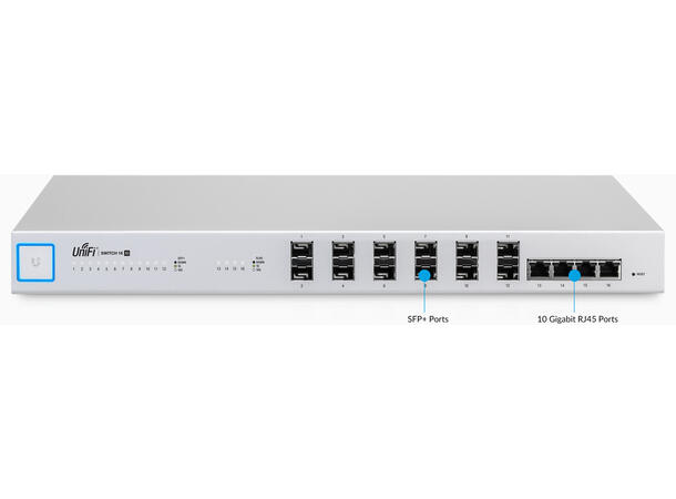 Ubiquiti Unifi Switch 16-Port SFP+(10Gb) 12xSFP+, 4 x 10Gbit RJ45 - CBK