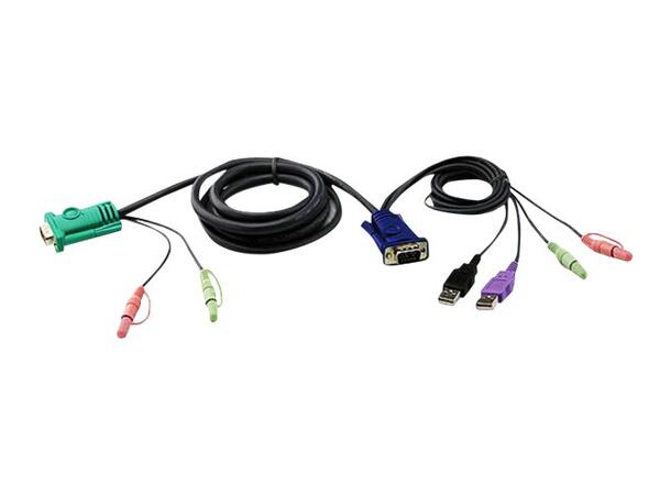 Aten KVM kabel type F  3,0m slim SPDGVGA - Minijack, VGA