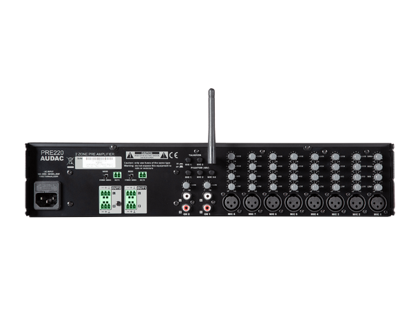 Audac Forforsterker PRE220 8 mik/linje 2 linje BT inn 2 ut Mon/Ste 