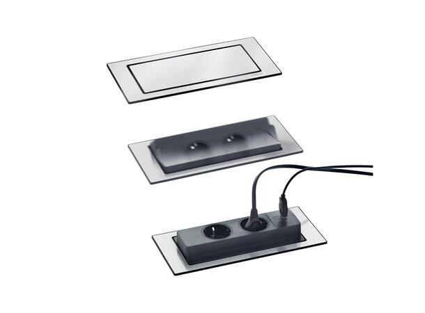 EVOline BackFlip Frostet Hvitt Glass 2x stikk | 1x 1000mA | USB lader 