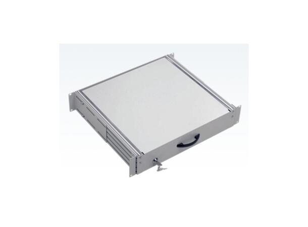 Lande 19" Skuff m/lås 2U D400mm | Opp til 50kg last | Grå 