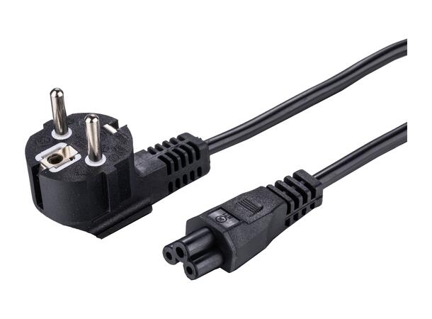 LinkIT strømkabel CEE 7/7 - C5 svart 5m PVC | Vinklet CEE 7/7 | 3 x 0.75 mm² 