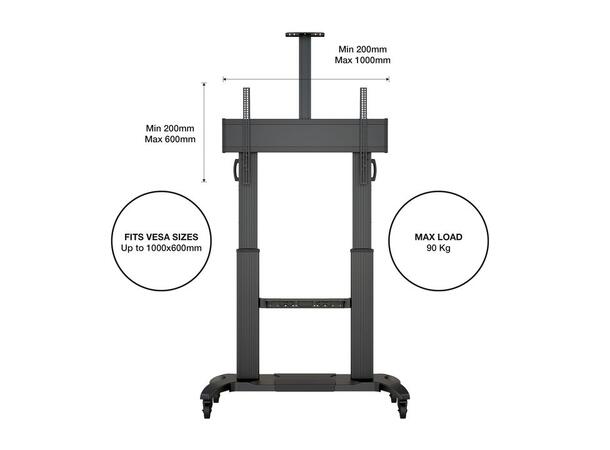 Multibrackets Gulvtralle dual 180 HD Svart, 90Kg,1000x600, 60-100" 