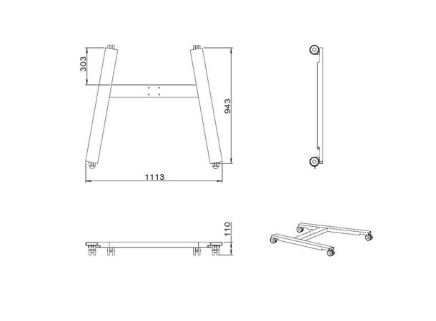 Multibrackets Hjulbase gulvstativ, Sort For M Public 145 og 180 serien 