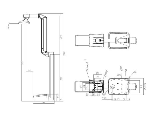 Multibrackets Medisin arm Hvit, 100x100, 2,5-6,5Kg 