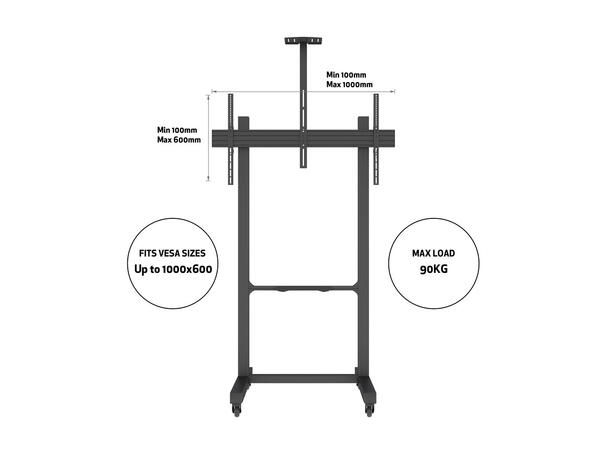 Multibrackets PRO Gulvstativ MBF1U 180 Svart, VESA 1000x600, 90Kg, 65-100" 