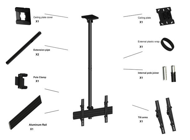 Multibrackets Pro takfeste MBC1U TÜV 600x400, 45 Kg, 58-155cm, 40-75" 