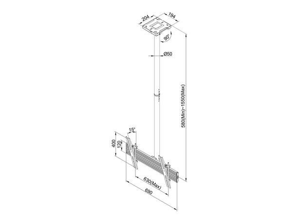 Multibrackets Pro takfeste MBC1U TÜV 600x400, 45 Kg, 58-155cm, 40-75" 