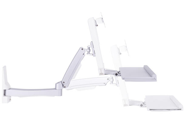 Multibrackets Single extended Workst. Hvit , VESA 75x75 100x100, maks 8,0Kg 