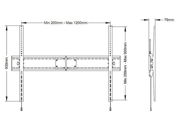 Multibrackets Veggfeste HD MAX tilt Svart, VESA 1200x900, 125kg, 63-110"