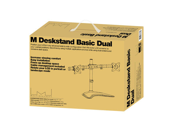 Multibrackets bordstativ Basic Dual S Svart, 2 x 15"-27", 10kg, Vesa 75, 100 