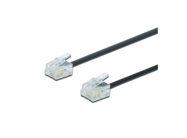 Teleledning RJ11/RJ11 (6P4C),  3 meter Svart, modular kabel 