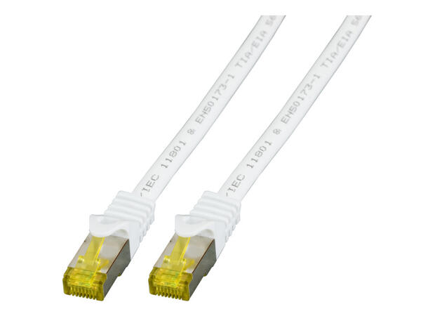 DCI S/FTP, Cat.7 råkabel, hvit  2,0m 4 x 2 x AWG26/7, Slim/flat Cat.6a (TIA)