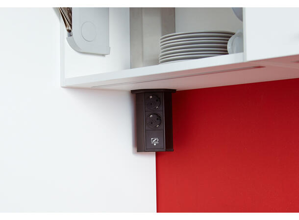 EVOline® V-Port 2x stikk Sort & Børstet Aluminium 