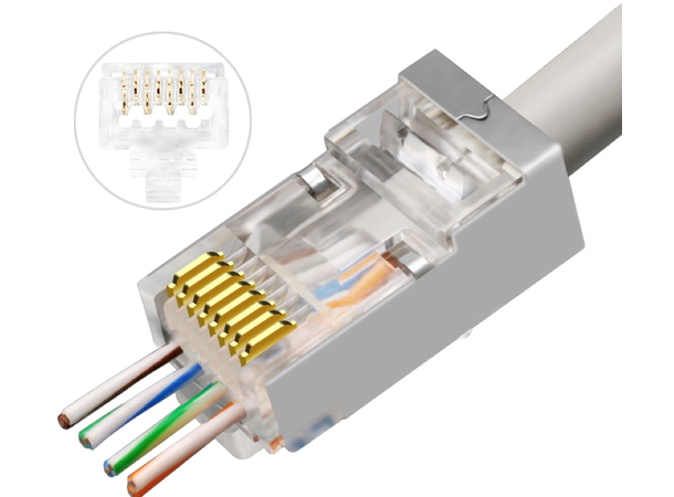 LinkIT Easy RJ45 STP plug 5.5 - 6.3mm 50µ gold plated | AWG23-26 | 100 pcs 