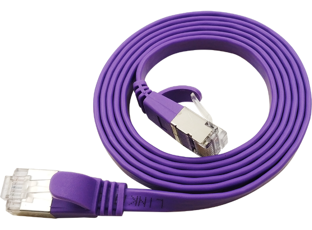 LinkIT Flat U/FTP Cat6a lilla 3m AWG 32/7 | PVC | 1,85x6mm 