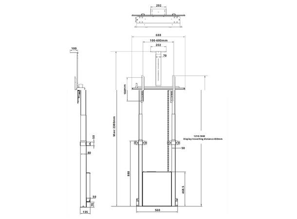Multibrackets Gulv motor Floormount 120 Svart, 120Kg, 600x400, 32-80" 
