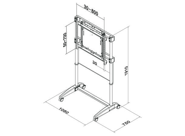 Multibrackets Gulvstativ Counterbalanced Svart, 40-60kg, 800x700, 32-75" 
