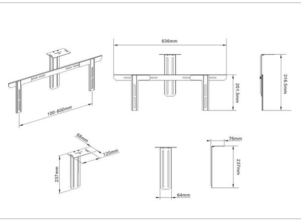 Multibrackets Kamerahylle for 55-110" VESA 600x400 mm 
