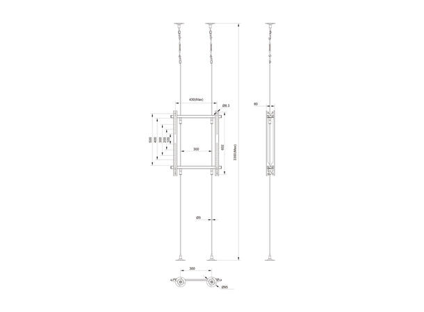 Multibrackets Vajerfeste gulv/tak B2B Maks VESA 600x400, 50Kg, 3m 